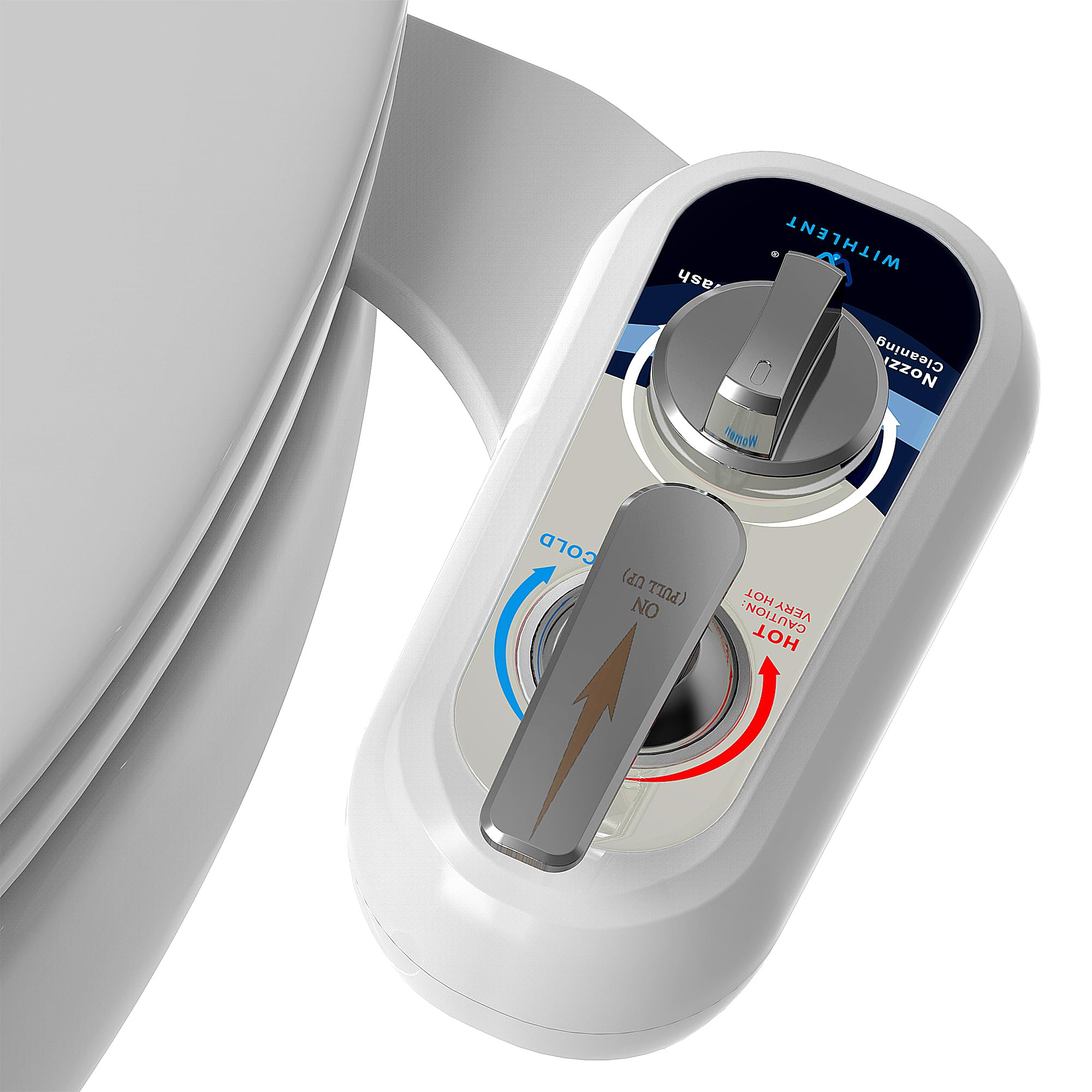 Bidet Einsatz Für Toilette linkes, Cold/Heiß Water Bidet Dusch-WC,mit Einziehbare selbstreinigende Doppeldüsen,Wasserstrahl regulierbar,WC-Aufsatz,Front- und Heckreinigung