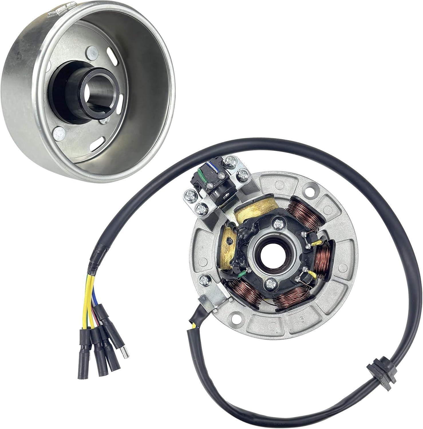 6 Coil 5 Wire Stator Magneto with Flywheel Rotor Kit for YX 140cc 150cc 160cc Pit Dirt Bike Copper Powersports Stators