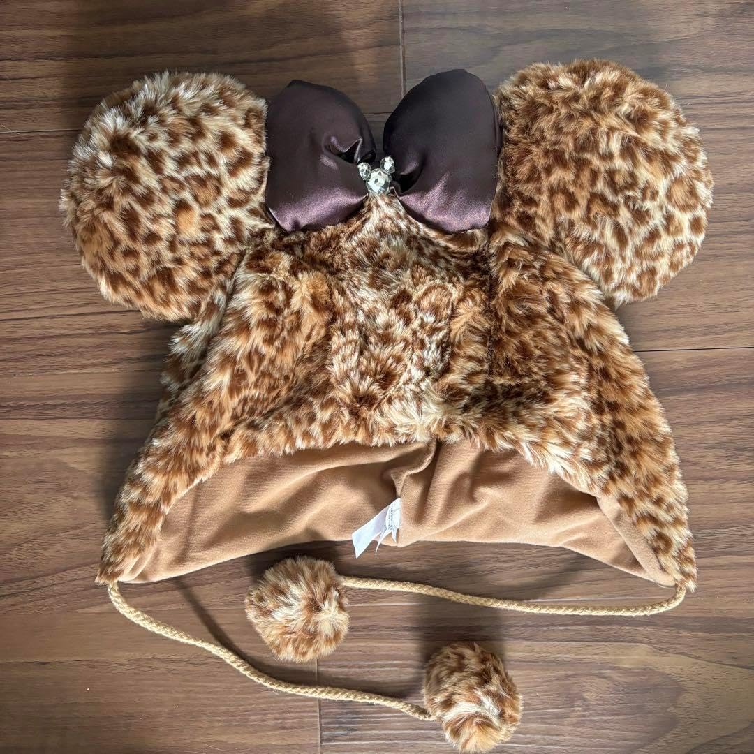 ディズニー　ファンキャップ　ヒョウ柄　ミニー　ブラウン　ホワイト　ピンク　セット 即日発送 ディズニー ヒョウ柄 ファンキャップ ピンク ブラウン