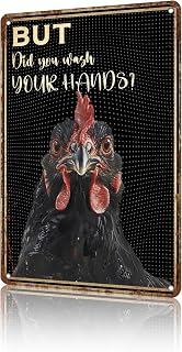 But Did You Wash Your Hands Chicken Metal Tin Sign Yard Sign Wall Decor for Yard Bar Plub Outdoor Window 12×8 Inch