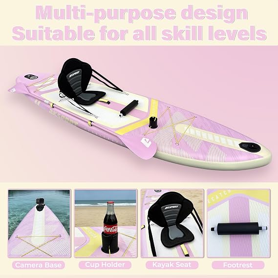 AKSPORT 11' Inflatable Stand-Up Paddle Board with Upgraded SUP Accessories Kit | Extra Wide 34