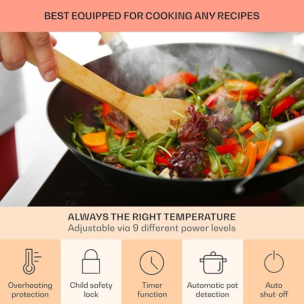 Klarstein Induction Hob, 9300W Electric Hobs Induction Cooker, 5 Ring Electric Pan Hob, Built-In Table Top Cookers w/ 5 Hobs, Touch Control, Inductions Heater Cooktops, Hot Plates for Cooking - 5