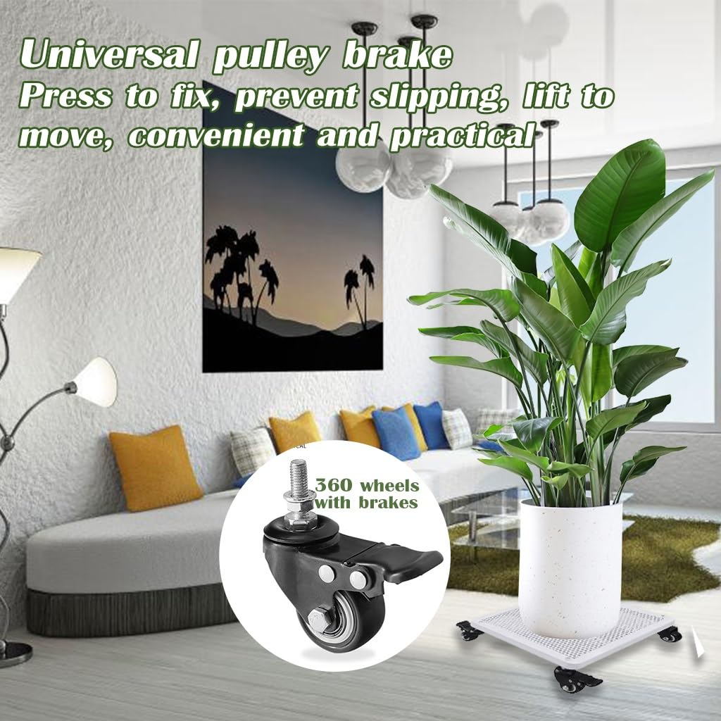 Base móvil con ruedas, bandeja rodante para macetas, soporte rectangular de hierro para plantas, uso en interiores, soporte versátil para plantas