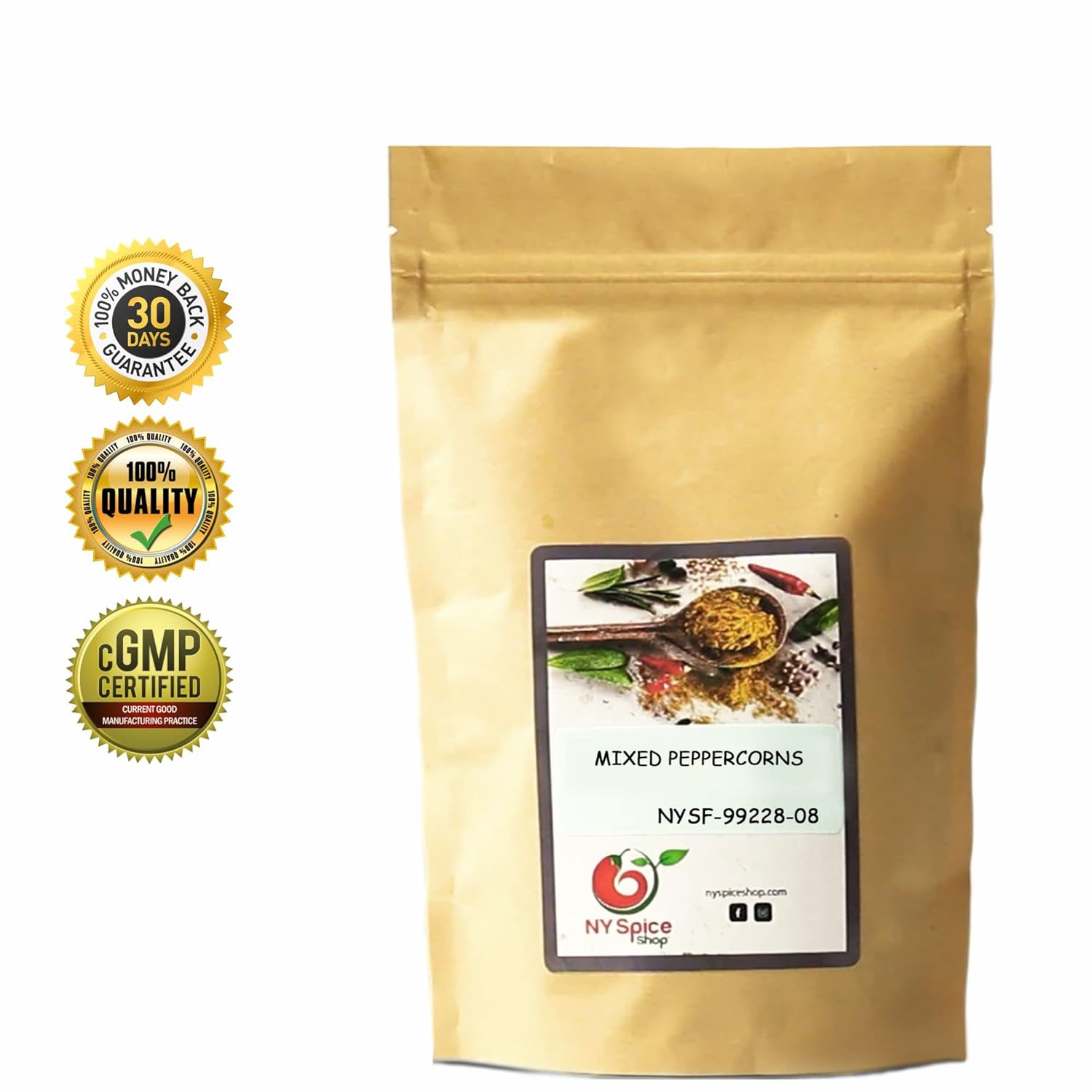 NY SPICE SHOP Mixed Peppercorns - 1 Pound Whole Mix Peppercorns - Rainbow Peppercorn - White, Red, Black, Green Bulk Peppercorns - Peppercorn Blend of Grinder - Perfect Flavor Blend - Natural & Fresh