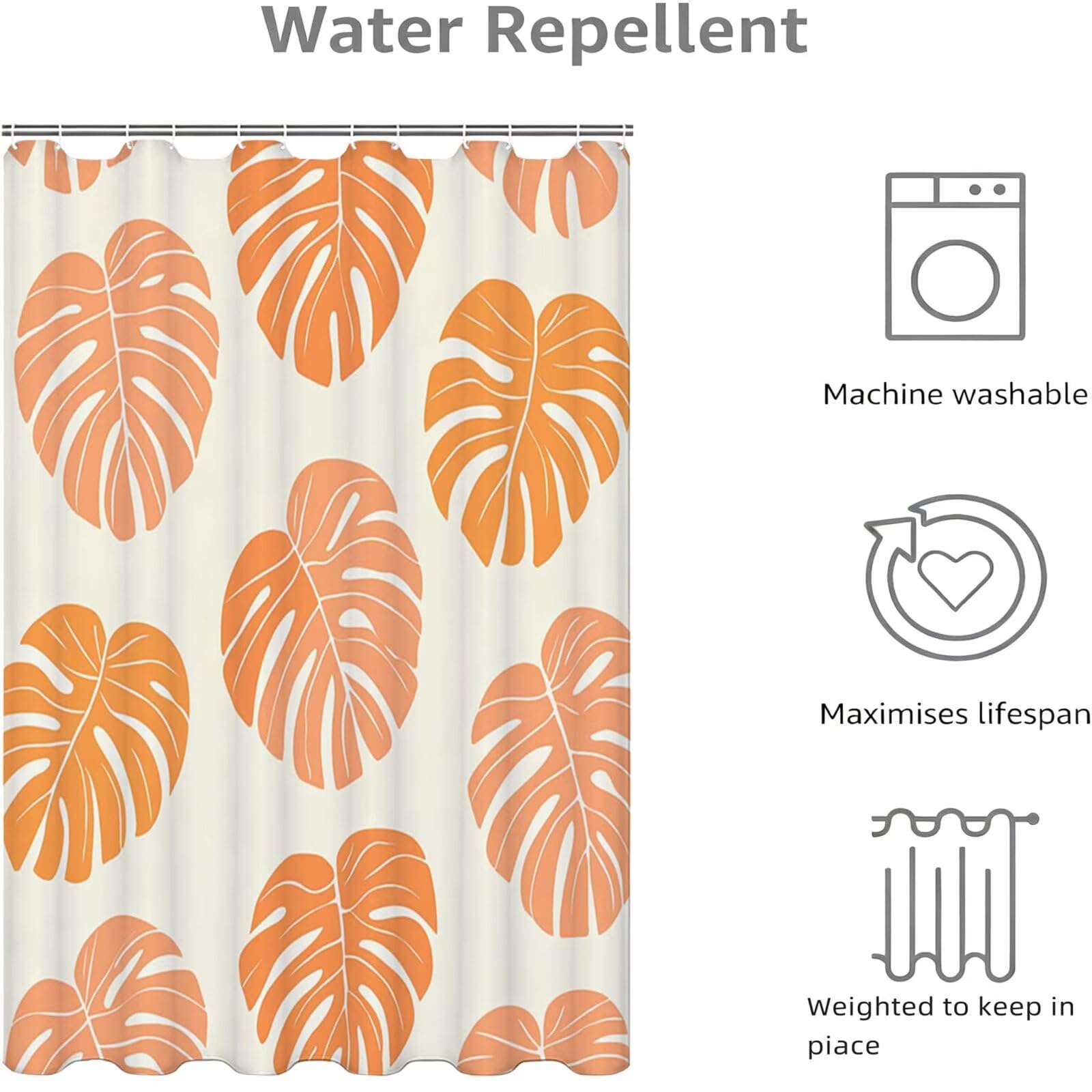 Beige Duschvorhang, 240x200cm Duschvorhang Badewanne L-40