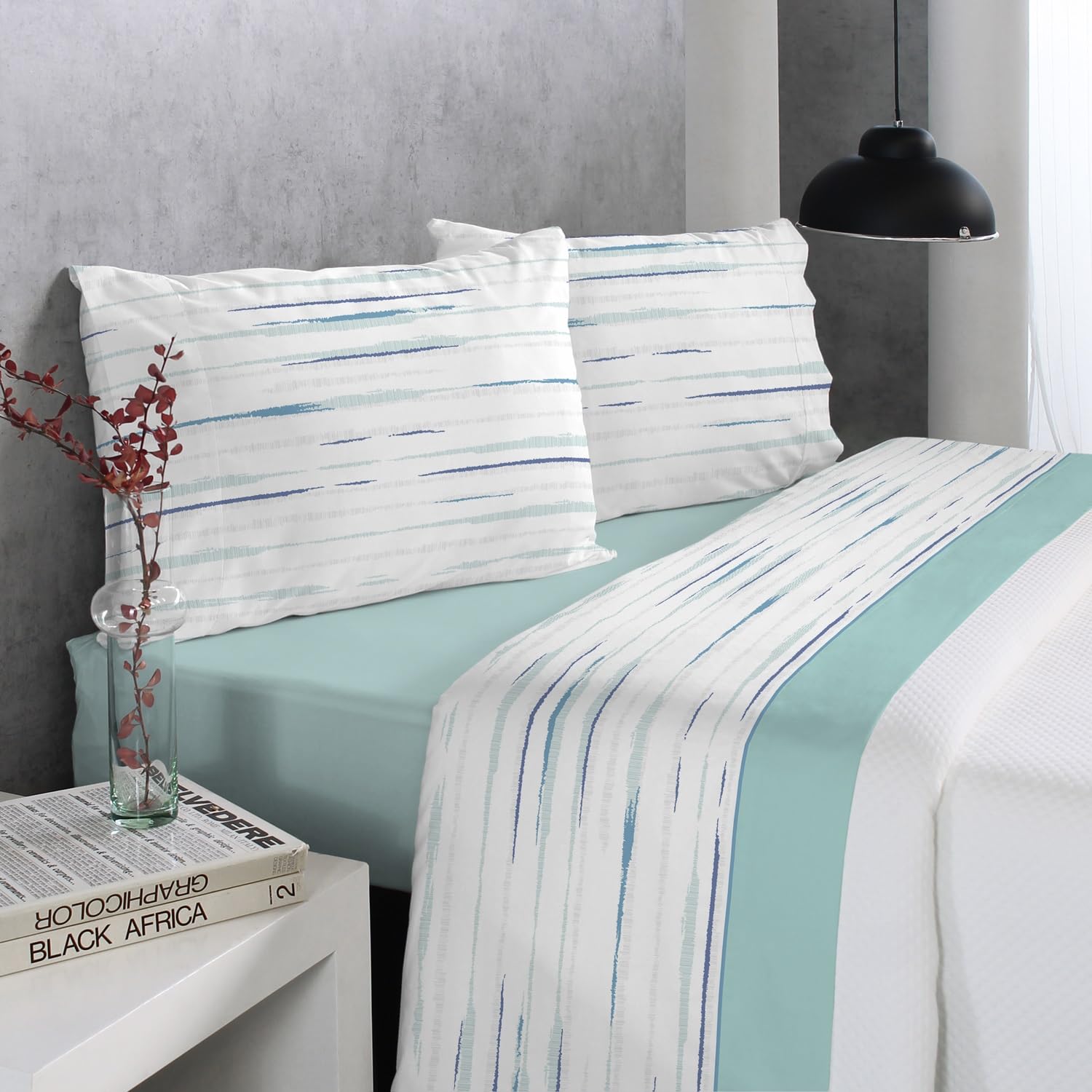 Reig Martí Juego de sábanas Estampadas, Modelo: Eanes, Color: 04 Azul, Medida: Cama de 150 cm.