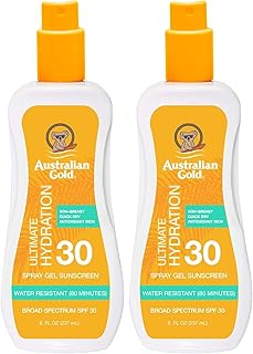 Australian Gold Spray Gel Sunscreen Moisturize Hydrate Skin, Broad Spectrum, Water Resistant, NonGreasyc, Oxybenzone Free, Cruelty Free, SPF 30, Coconut, 8 Ounce (A70892) (Pack of 2)