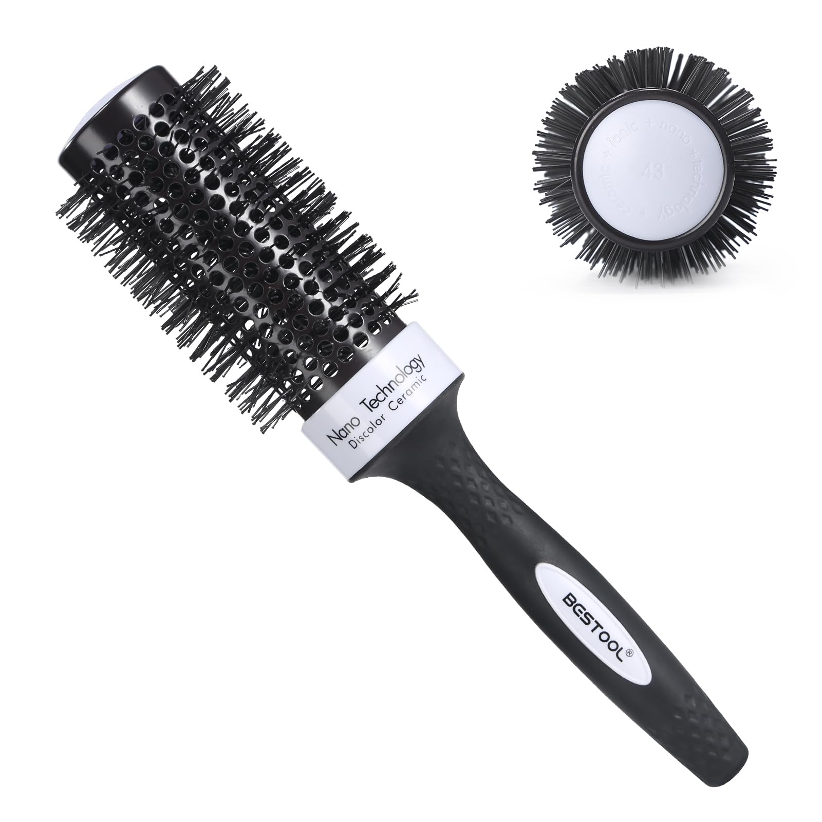 BESTOOL Cepillo de cabello redondo para cepillo redondo de aluminio con secado, con el color, cepillo de cabello profesional para secar, peinar, rizos, suavizado (43mm)