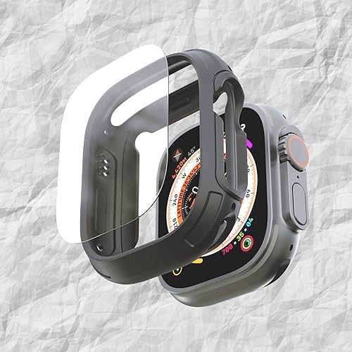 Miniatura 6 de elkson Hecho para Apple Watch Ultra de 49mm 321 Funda con Parachoques y Protector de Pantalla de Vidrio Templado, Serie Quattro Max Resistente para