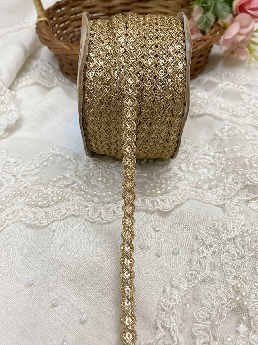 Fancy Pal Colour Border Lace Roll for Kurti and Bridal Wear | Braided Pattern Trim, DIY Art & Craft, Fashion Designing, Home Decor Use, Anarkali Decoration-image-27