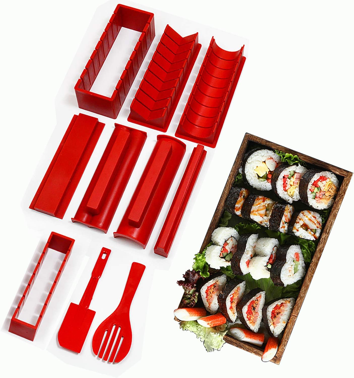 General High Quality Sushi Making Kit For Beginners Professional Sushi Maker Mold Tool Set 10 Piece With 9 Different Sushi Rice Roll Mold Shapes Easy Diy Sushi At Home Sushi Plates