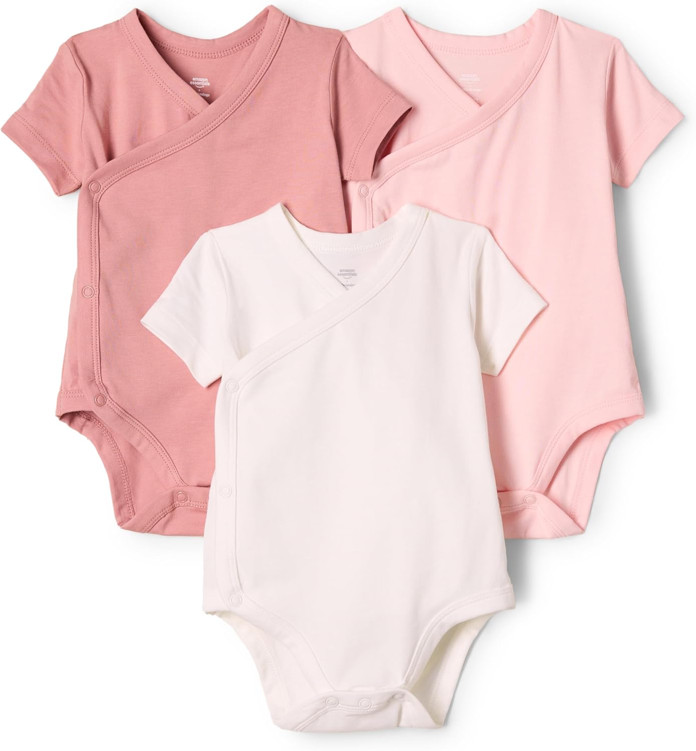Amazon Essentials x Sofia Grainge Unisex Babies’ Side Snap Short Sleeve Bodysuit, Pack of 3