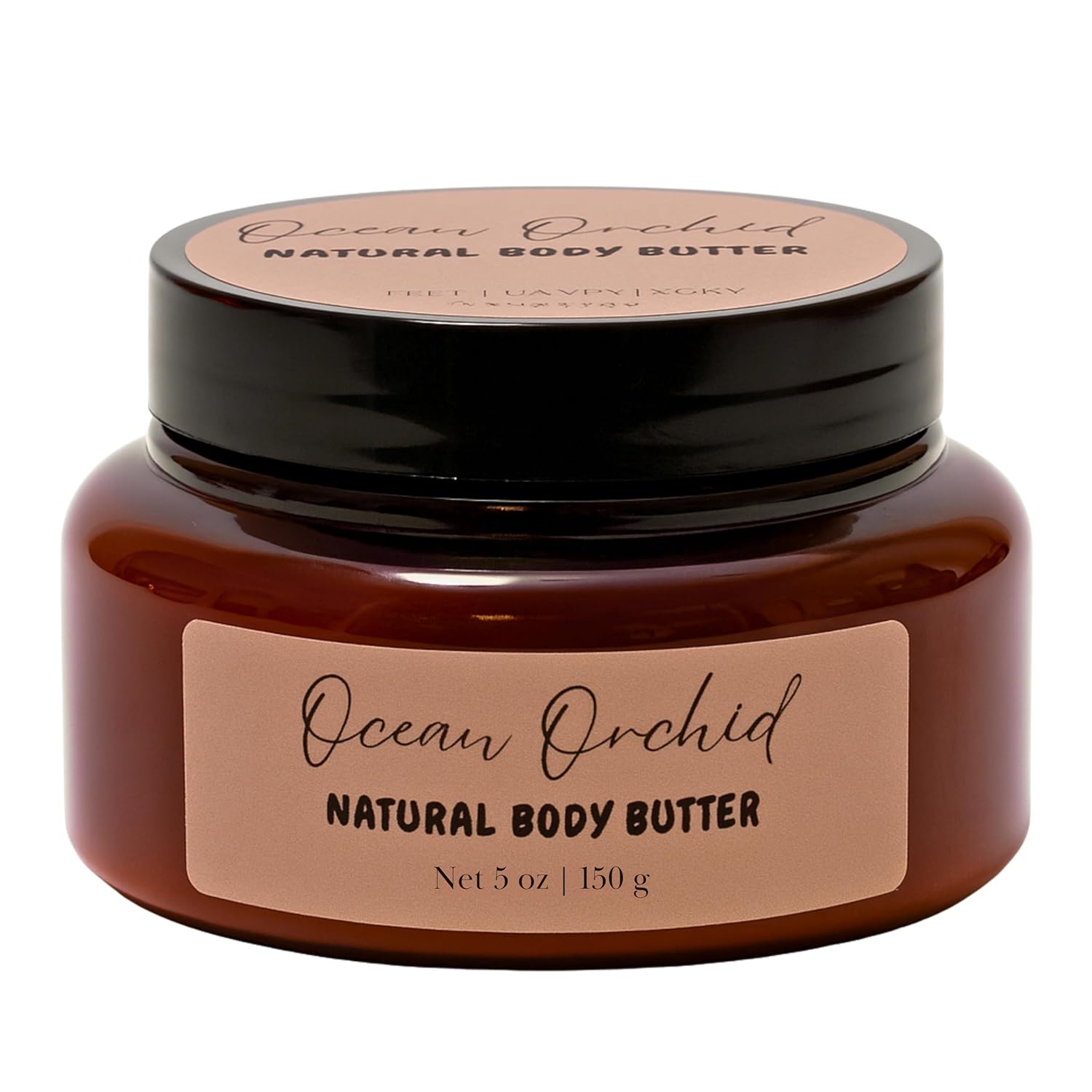 Natural Body Butter Cream, Handcrafted with Shea Butter, Cocoa Butter, Almond Oil, Rosehip Oil and Essential Oils for very Dry Skin (5.0 oz, Ocean Orchid)