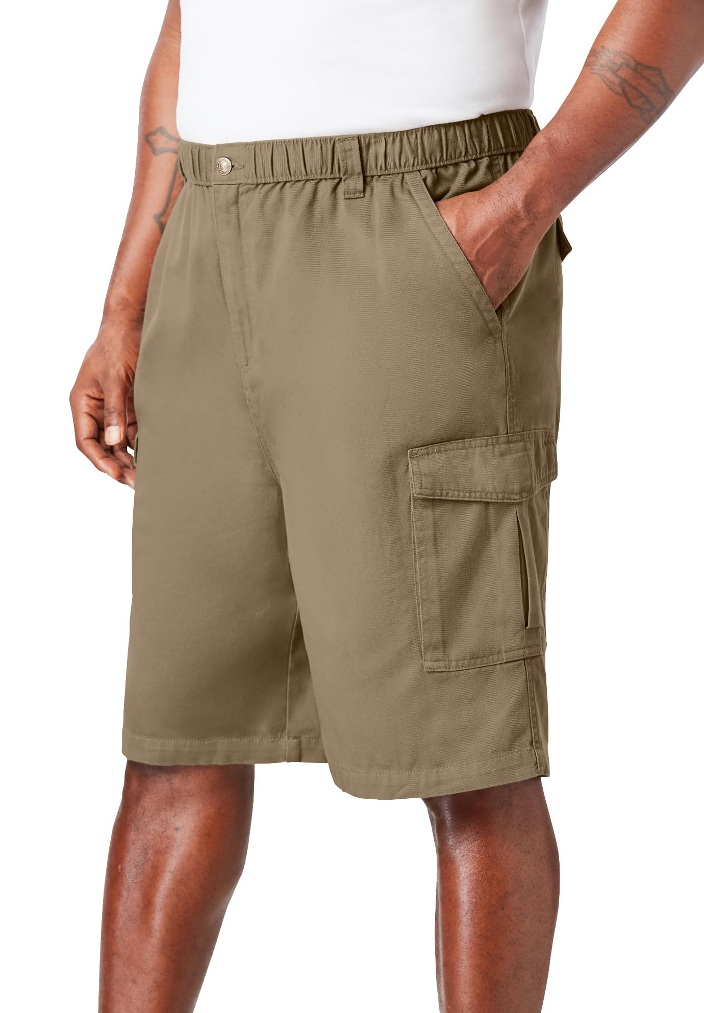 Boulder Creek by Kingsize Men's Big & Tall Renegade 9" Full Elastic Waist Cargo Shorts