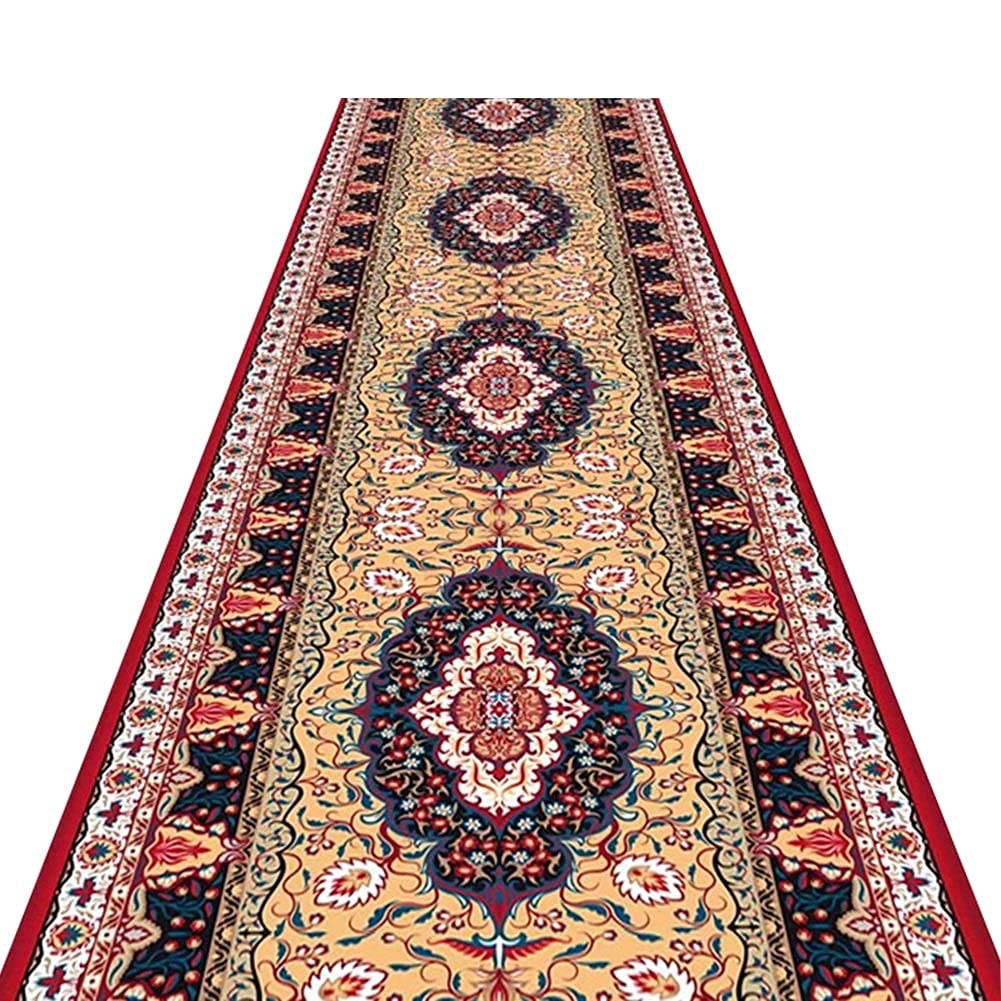 Tapis de couloir à motif de fleurs traditionnel grand paillasson lavable entrée