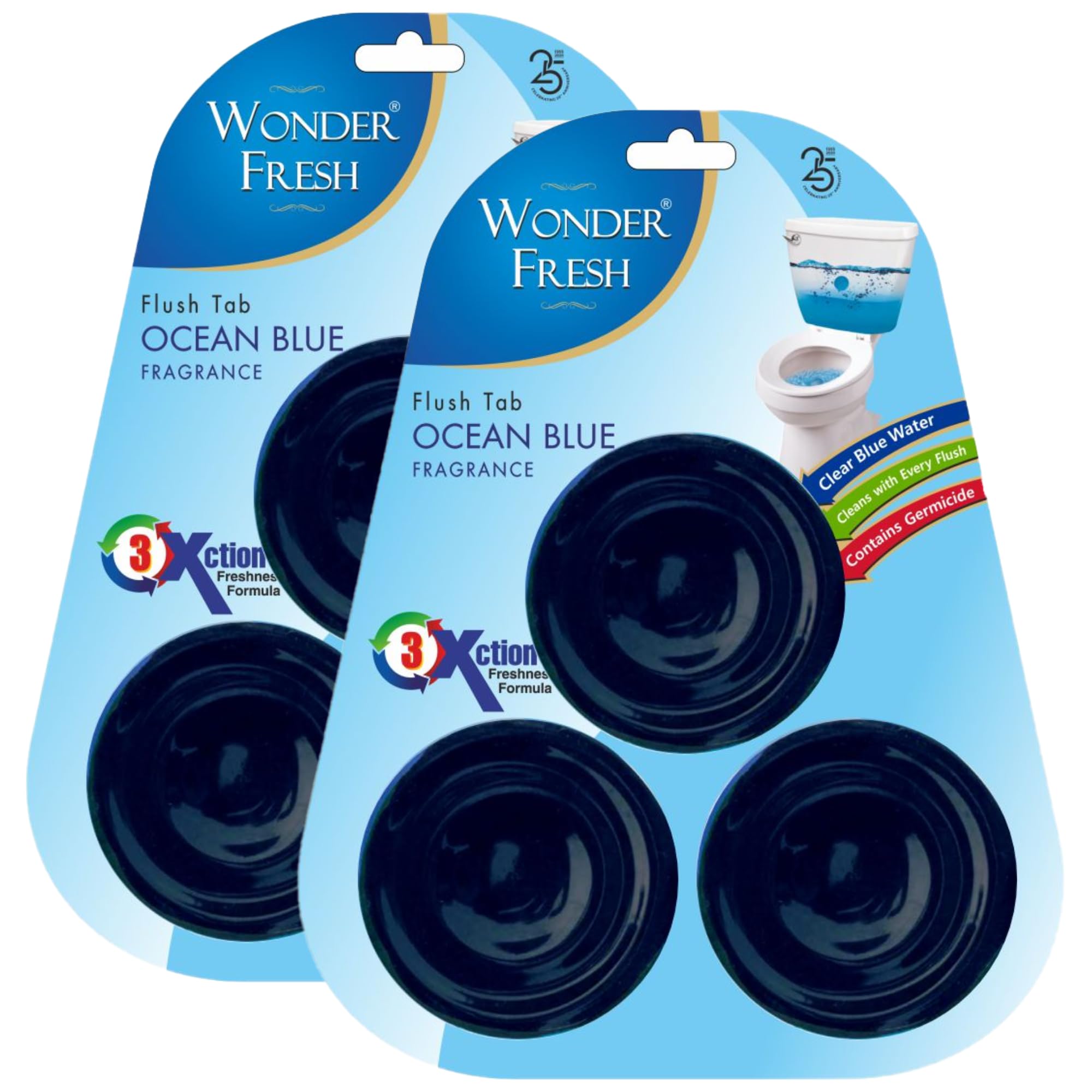 Flushmatic In-Cistern Toilet Cleaner Tablet | Flush Tank Cleaner Block | Ocean Blue Fragrance | 3x Action Formula | Last upto 360 Flushes - 150g (2, 300 Grams)