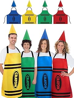 4 Set Crayon Costume Color Crayon Apron and Funny Gnome Cone Hats Crayon Costume Set for Adults Family Halloween Costumes Fancy Dress Funny Outfit for Halloween Cosplay Dress up - Buy now