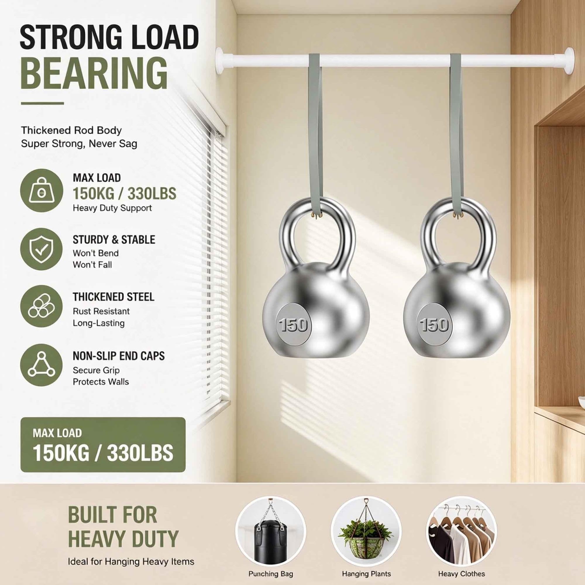 Acciaio Inox 304 Bastone Tenda Estensibile, Bastone Tenda Doccia