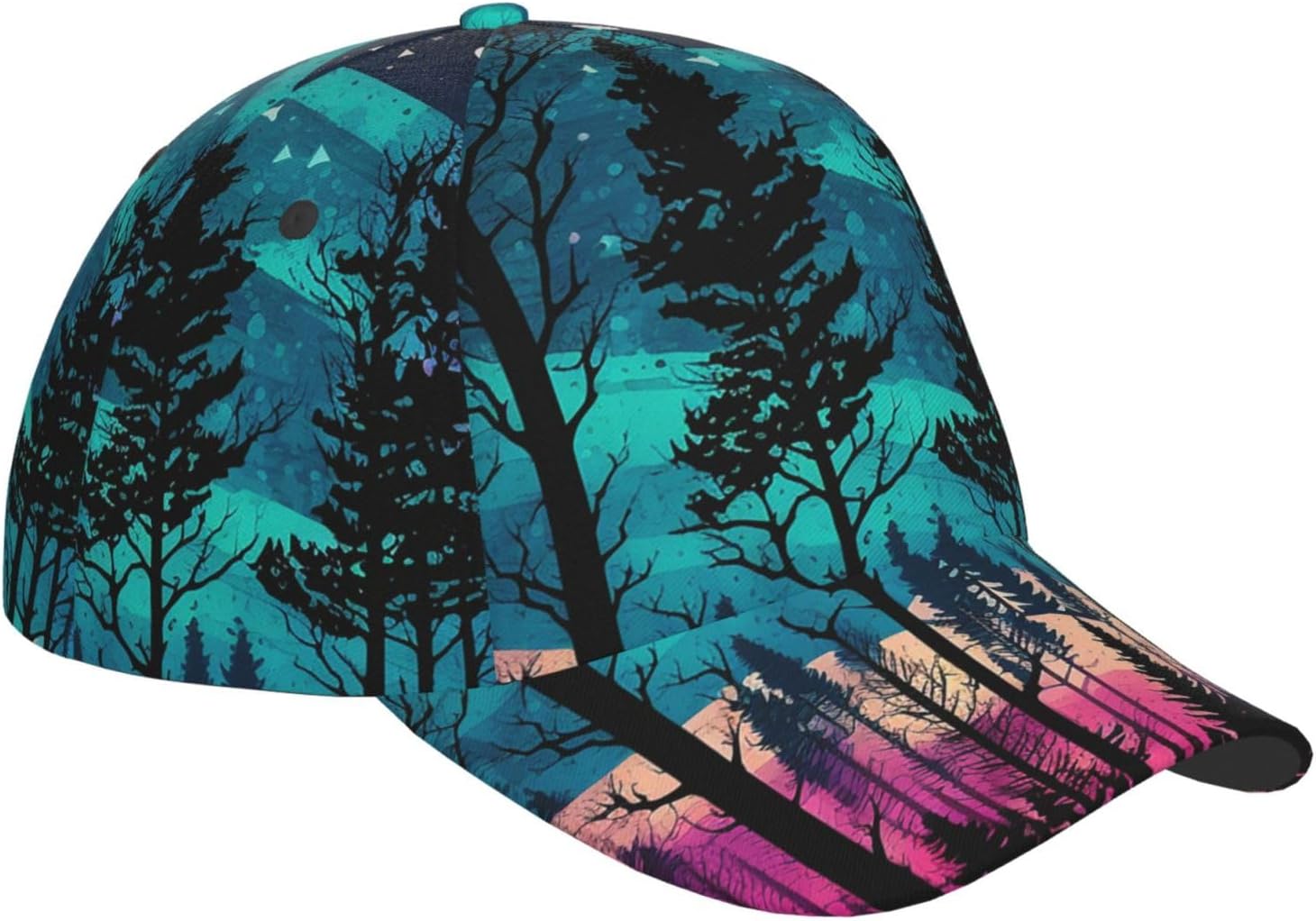 Baseball Hat for Men Women Black Northern Lights Forest Nature Colorful Hip Hop Caps Adjustable Snapback Hats Dad Trucker Cap