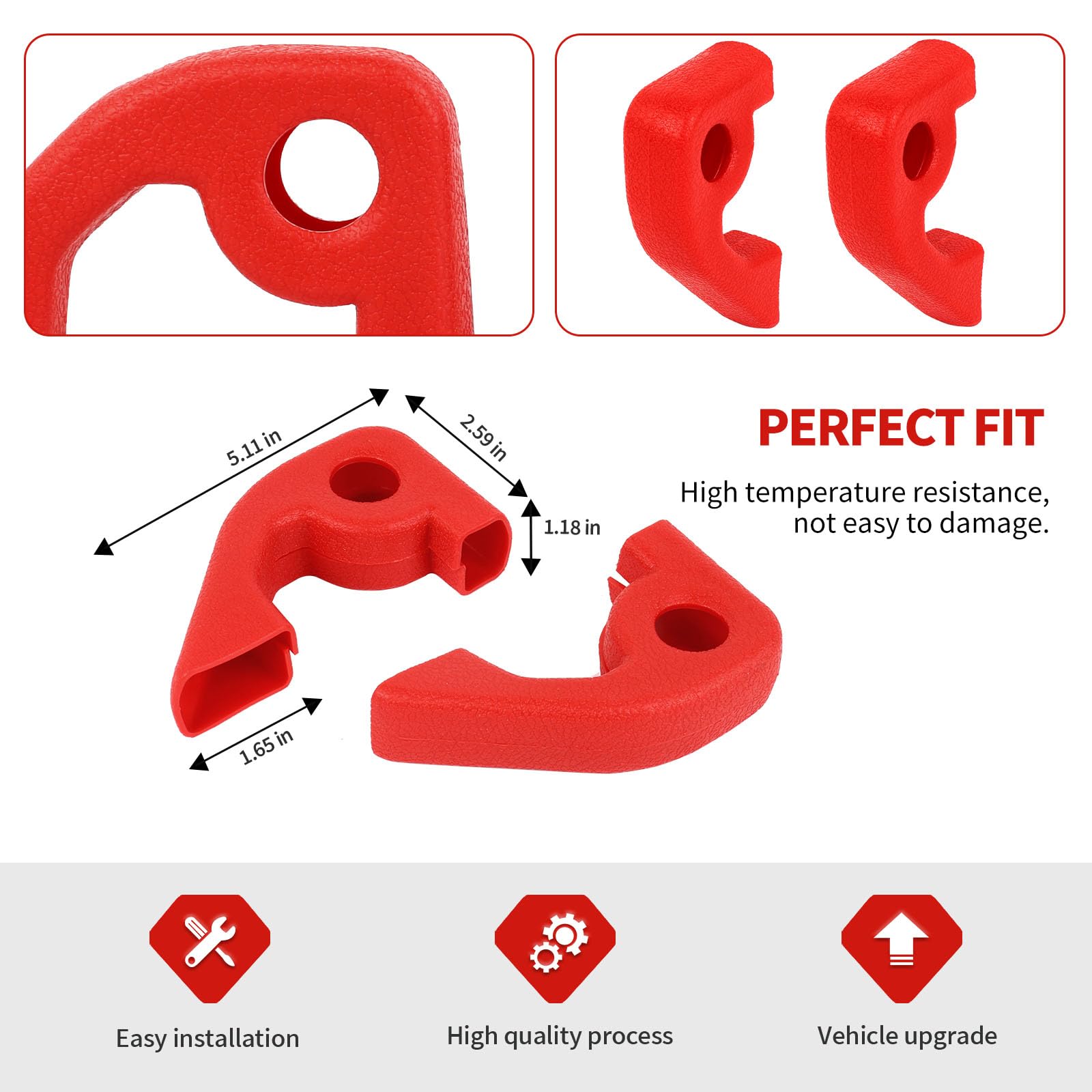 Jimen Compatible con Ford Bronco 2021-2024, 2 fundas protectoras de gancho de remolque para parachoques delantero, accesorios exteriores (rojo)