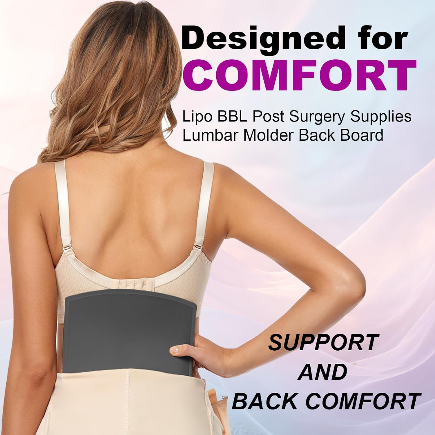 Moolida Lipo Foam Back Board Post Surgery Liposuction Surgery Board | Lipo Backboard Lipo Back Compression Board Liposuction & BBL Tabla Moldeadora de Espalda Post Cirugia, Black