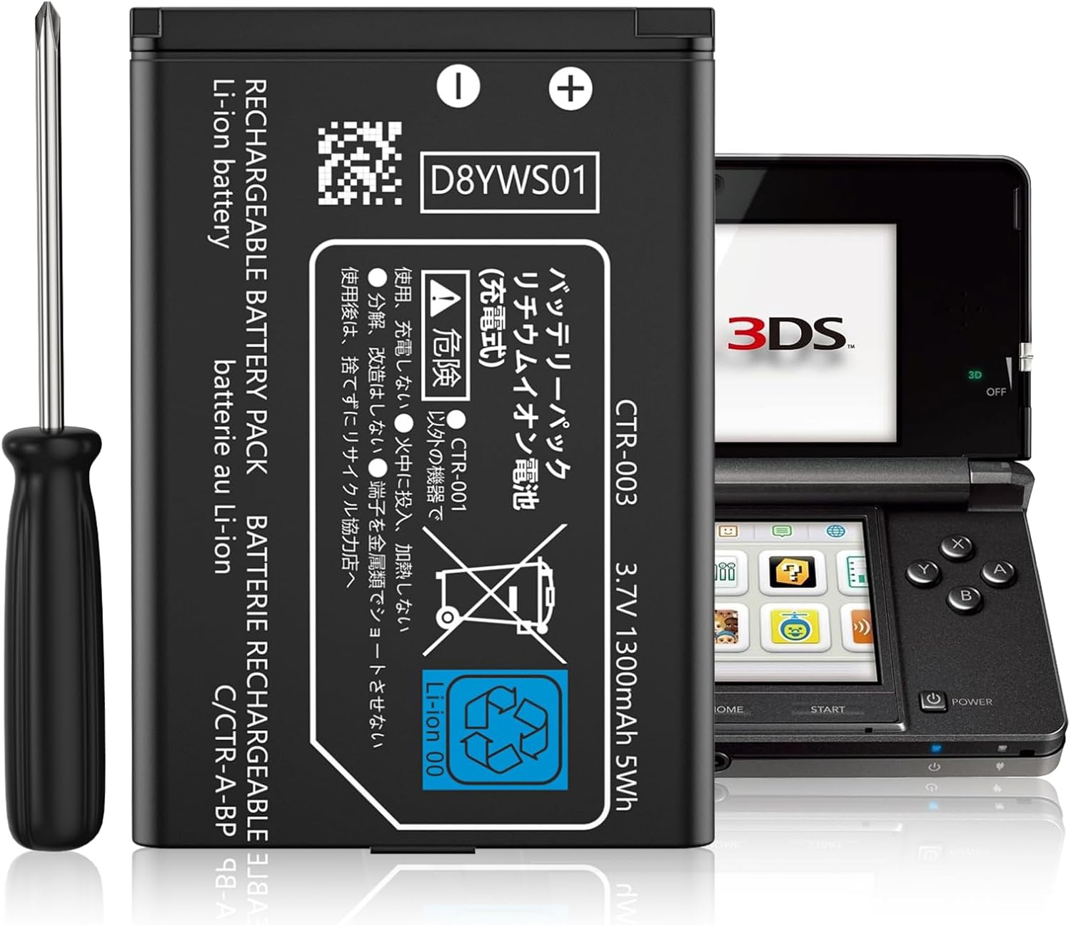 3DS Battery,3.7V 1300mAh High-Capacity...