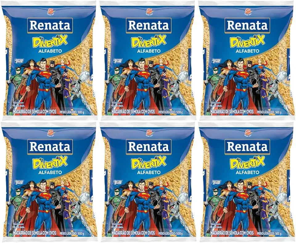 Kit com 6 Pacotes de Macarrão de Sêmola com Ovos Alfabeto de 500g cada - Renata