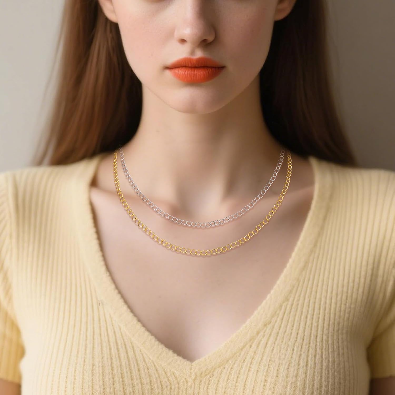 Crisjanggo 2 Rolls Total 65.6 Feet Gold and Silver Chain for Jewelry Making Stainless Steel Curb Chains Roll Bulk with Lobster Clasps and Jump Rings - Image 7