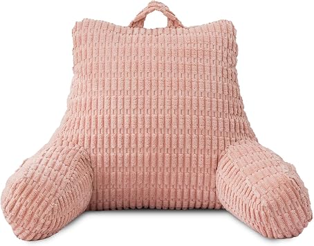 Holawakaka Adults Kids Teens Corduroy Backrest Reading Pillow with Arms | Reading & Rest Pillows for Sitting Up in Bed, Sofa, Couch, Lounging, Working on Laptop, Back Support Cushion for Women Girls