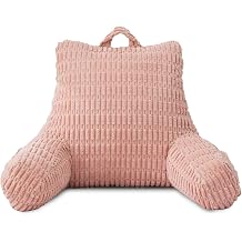 Holawakaka Adult Kid Teen Pink Corduroy Backrest Reading Pillow with Arms
