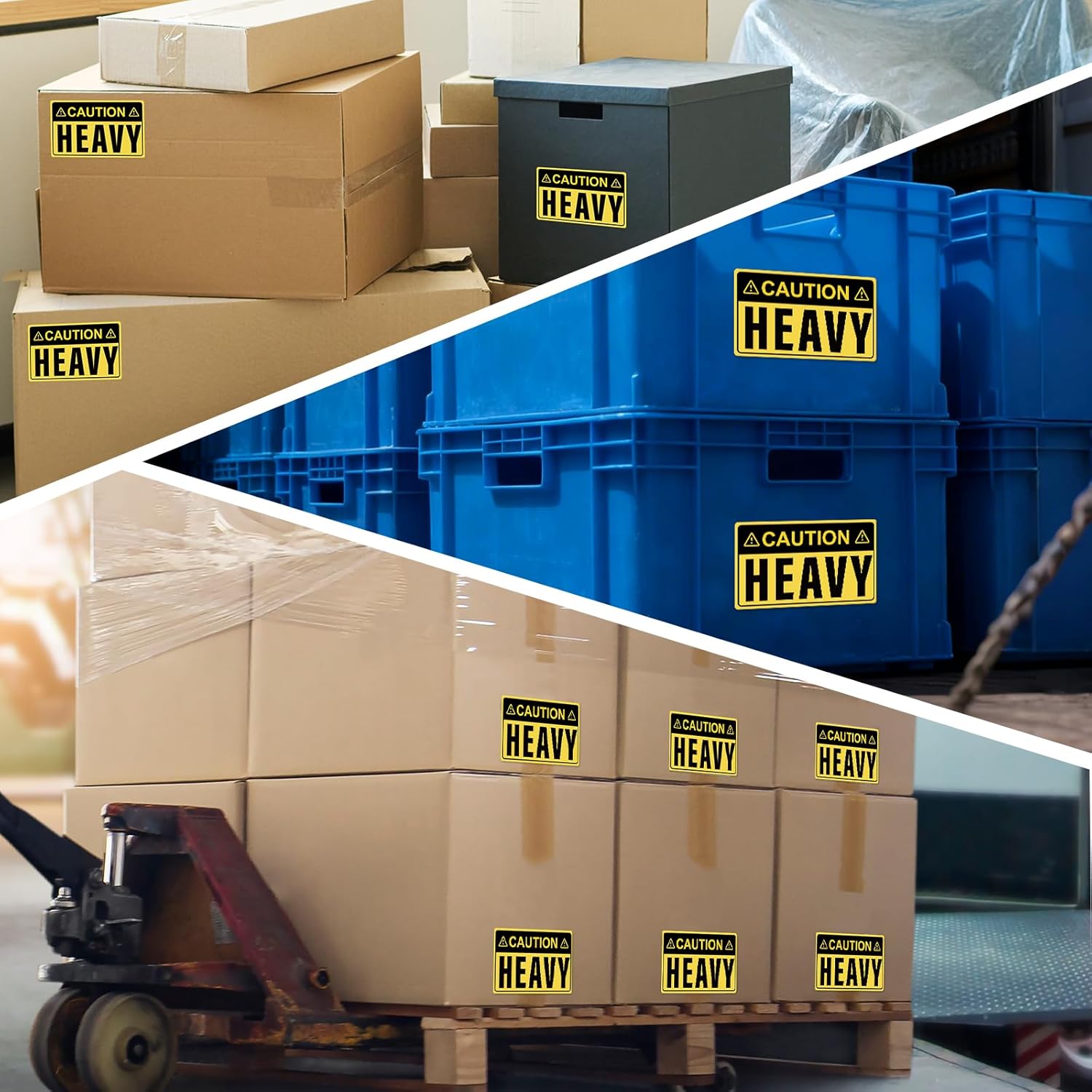 500 Pcs Caution Heavy Stickers 5” × 3” Packing Warning Labels for Shipping Moving Boxes Waterproof Self Adhesive Caution Stickers for Warehouse Business Handling Delivery Logistics Safety