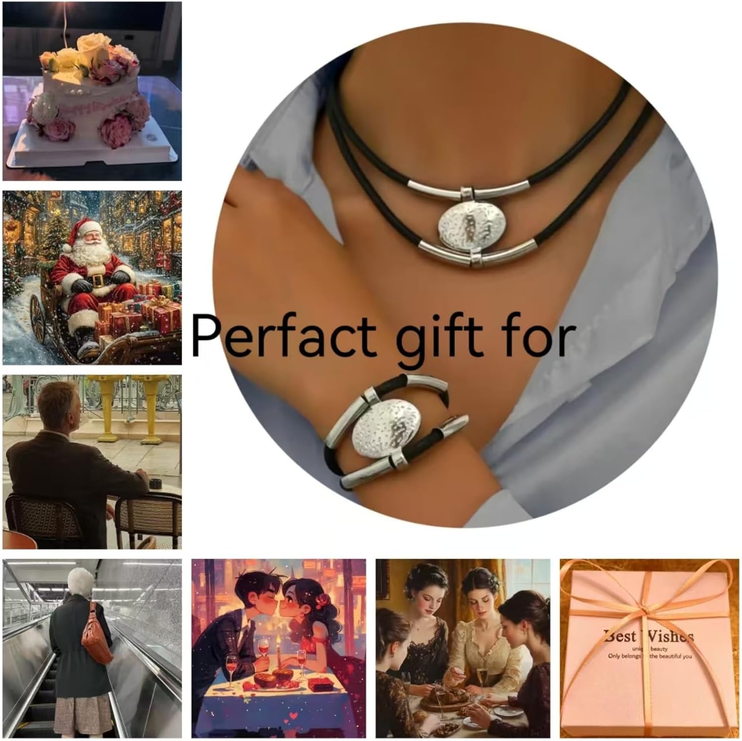 Necklace Vintage Collarbone Chain Black Double Layer Adjustable Gold or Silver Tone Unisex Jewelry - Image 7