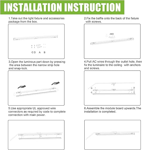 Miniatura 9 de Hykolity Luz LED con sensor de movimiento, tira de luz Bluetooth de 4 pies y 45 W, 3000 K3500 K4000 K5000 K CCT seleccionable, tira de luz regulable