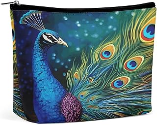 Colored Peacock Toiletry Bag Portable Large C...