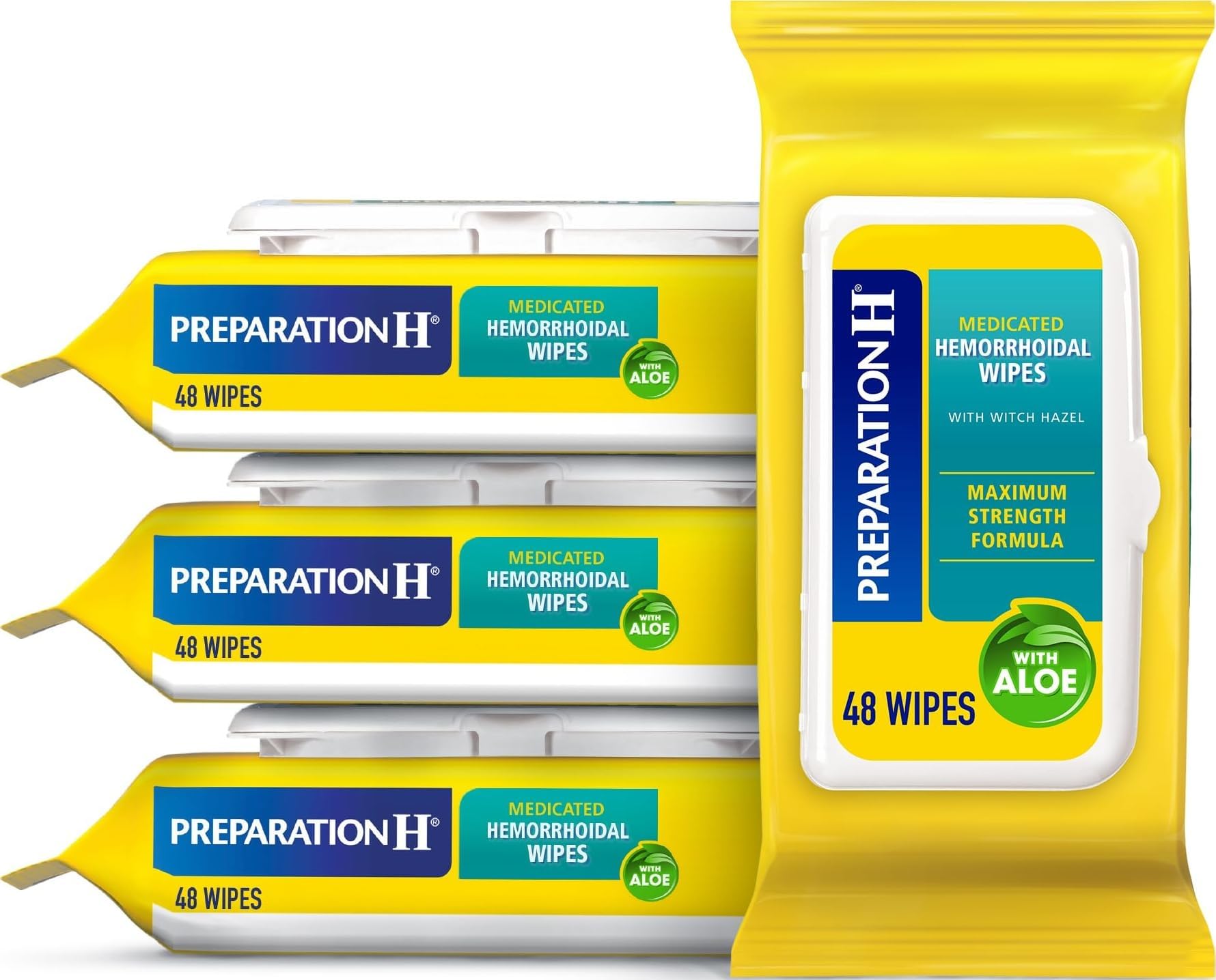 Preparation H Hemorrhoid Flushable Wipes with Witch Hazel for Skin Irritation Relief - 48 Count (Pack of 4)