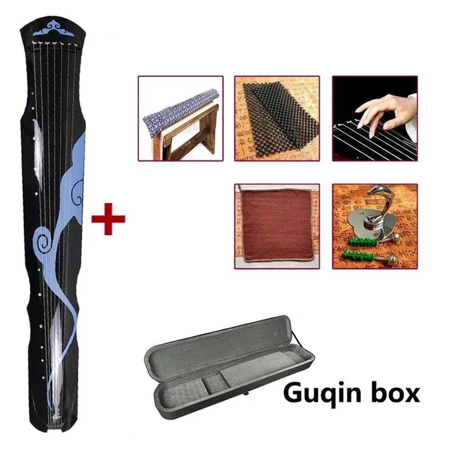 Tradycyjny Chiński Guqin 7 Strun 123cm Drewno Paulownia Fuxi Cytra Początkujący Instrumenty Strunowe Guqin Instrument(Blue Box)