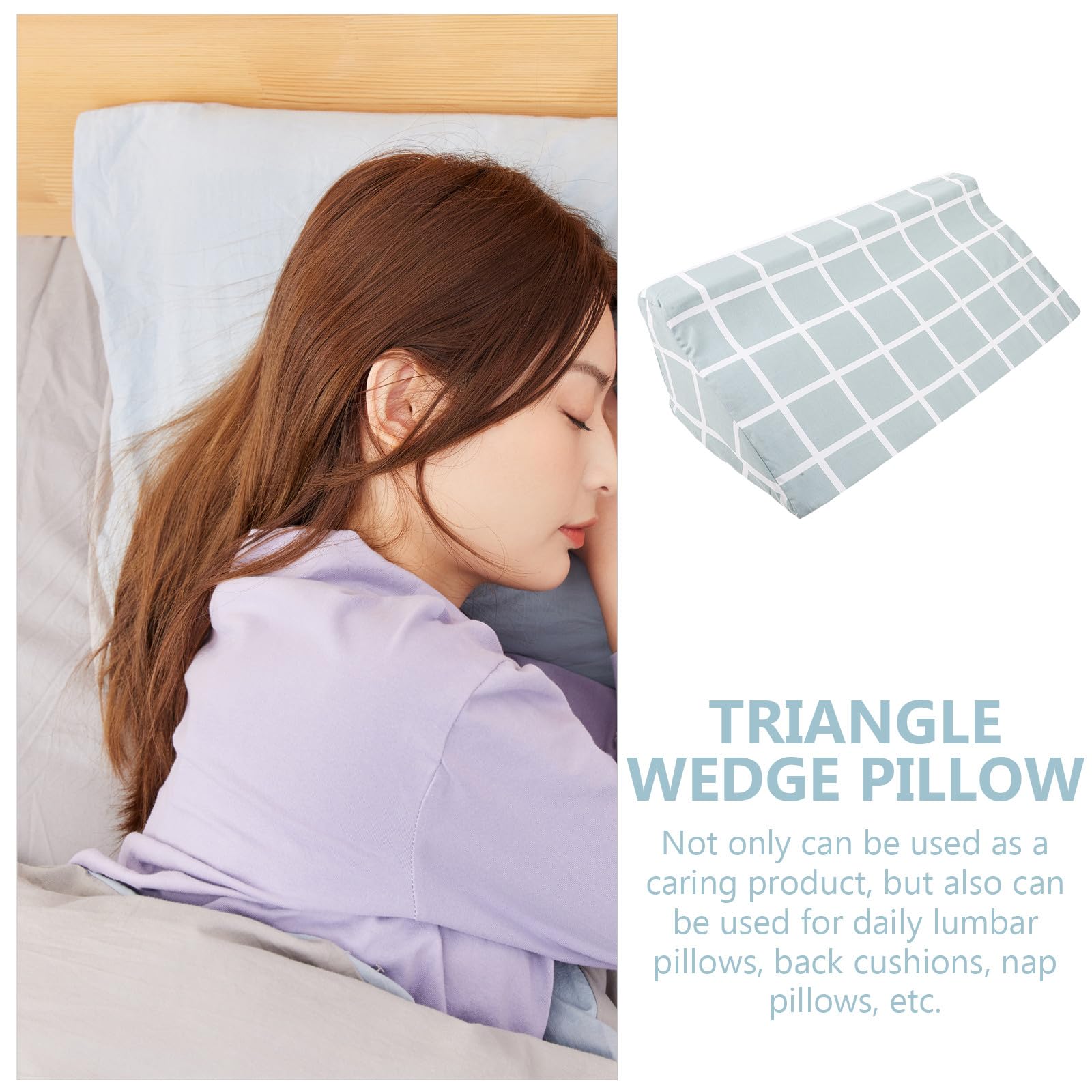 Ciieeo Cuscino a Cuneo Triangolare per Posizione del Corpo, Supporto Laterale per Pazienti, Cuscino Letto in Schiuma ad Alta Densità 50X25X15 CM Cerniera Lavabile, Ausilio per Ospedale e