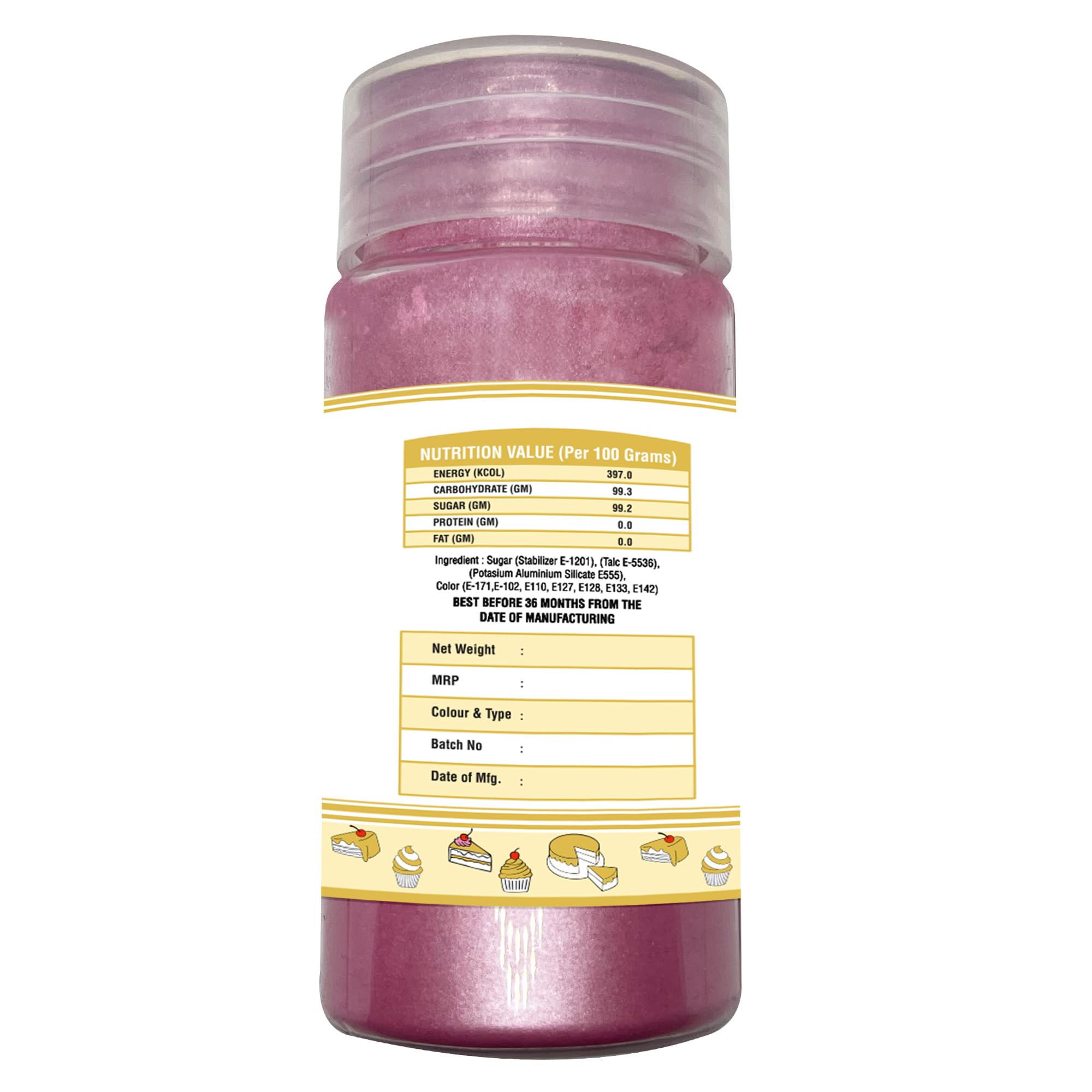 Honey Sweets Edible Pink Luster Dust for Painting on Cakes and Chocolates | Glittering Shiner Dust |Edible Luster Dust for Cake Decorating |(25 Grams, Pink) - Image 2 thumbnail