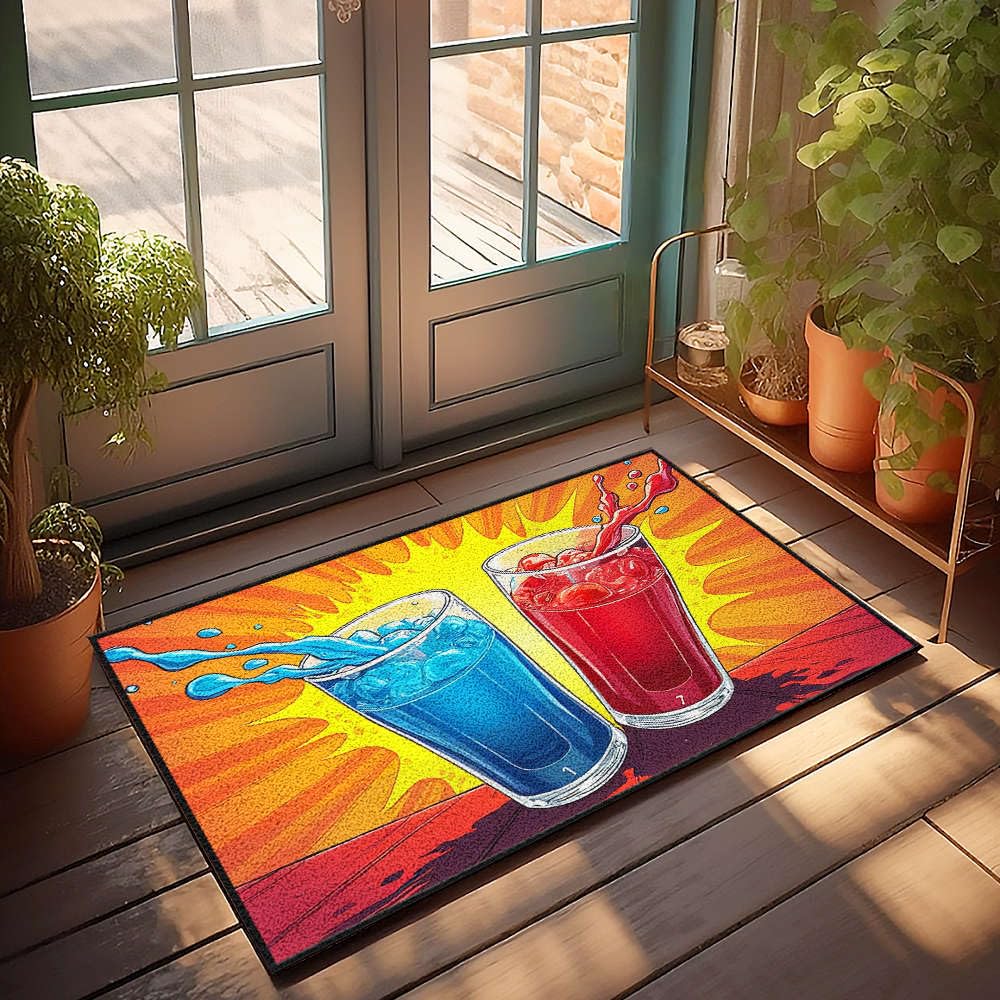 Paillasson d'extérieur amusant 65x90 cm avec motif boissons
