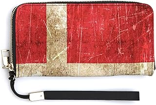 BAIKUTOUAN Vintage invecchiato e graffiato bandiera danese da donna lungo braccialetto portafoglio in pelle PU titolare della carta borsa organizzatore borsa per shopping viaggio festa