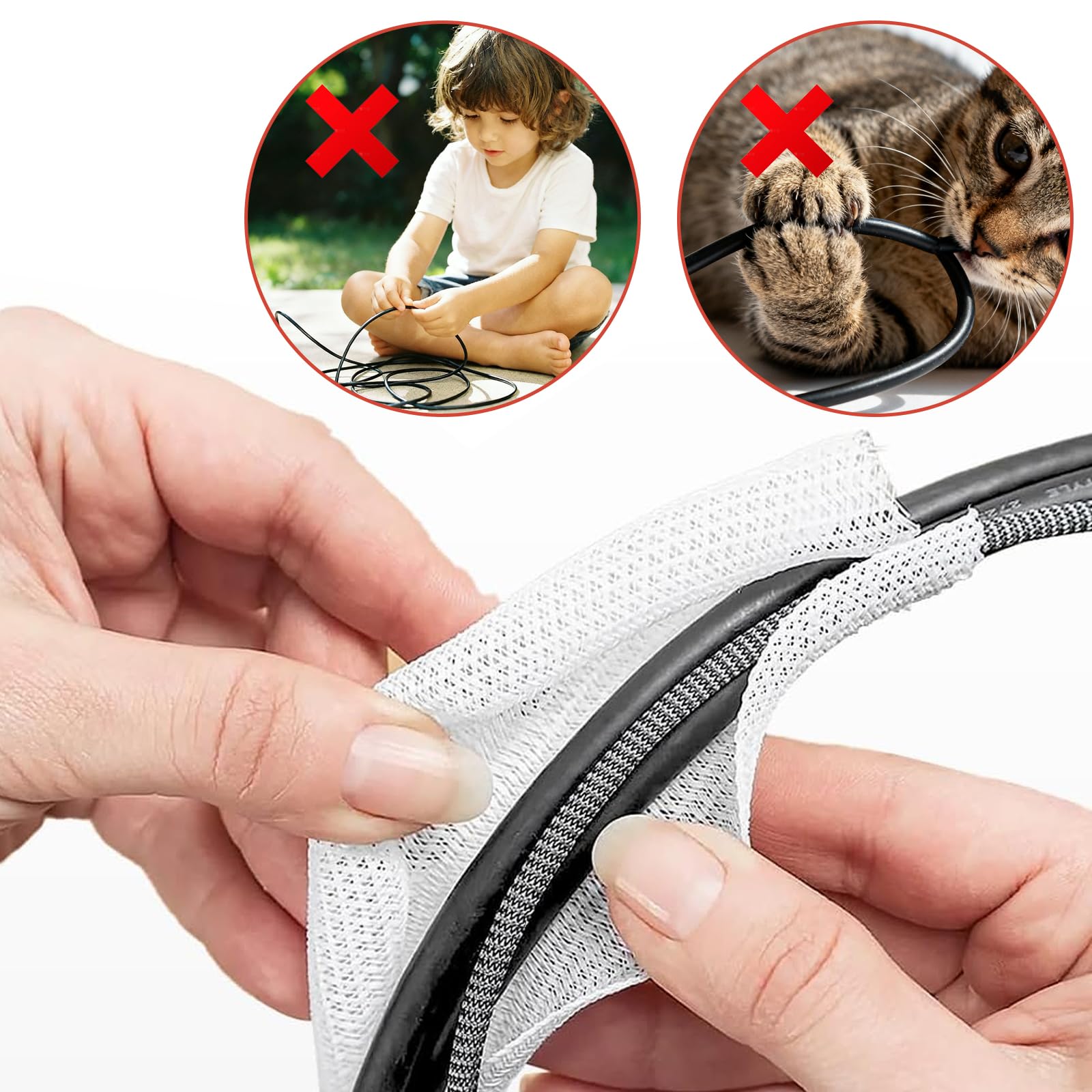 Schludny rękaw na kabel, ochrona kabla 3 m, 1/5.1 cm, tuleja do zarządzania kablami, rurka do kabla USB, kabel zasilający, kabel audio wideo w domu, biurze