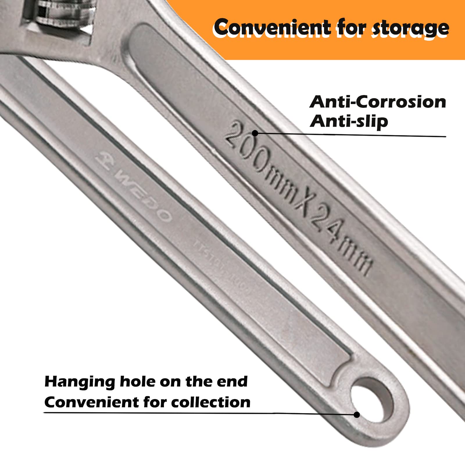 WEDO Llave inglesa ajustable - 300mm,titanio,Llave inglesa Profesional con Gran Apertura,Apertura Extra Ancha de 36mm,antimagnético,se aplica en aeroespacial, marino, biomédico, químico, petroquímico