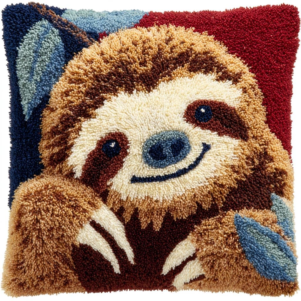 WallustrioaW Latch Hook Cushion Kits,Animal Sloth