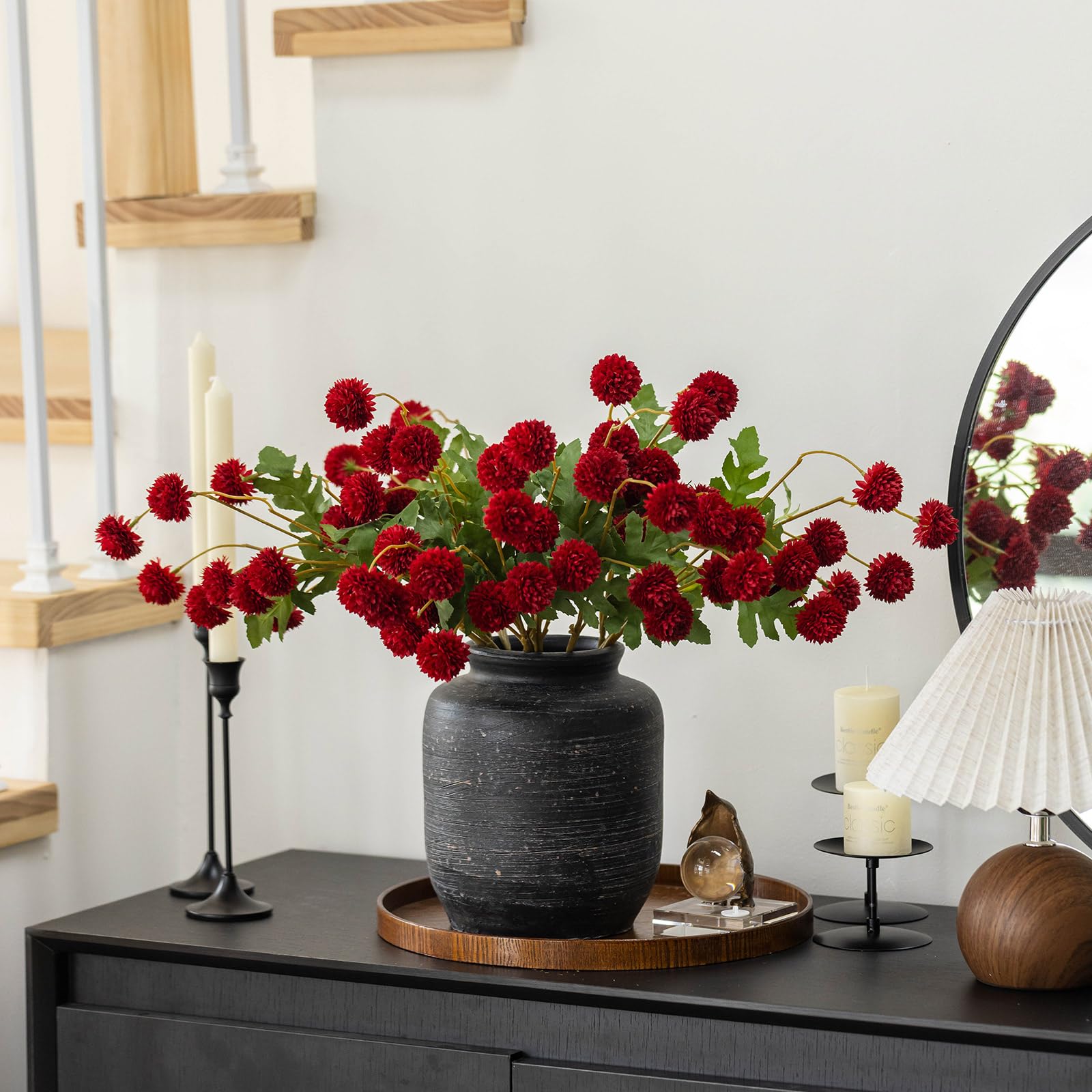 6er-Pack kleine künstliche Chrysanthemen mit Stielen, Seidenblumen-Deko