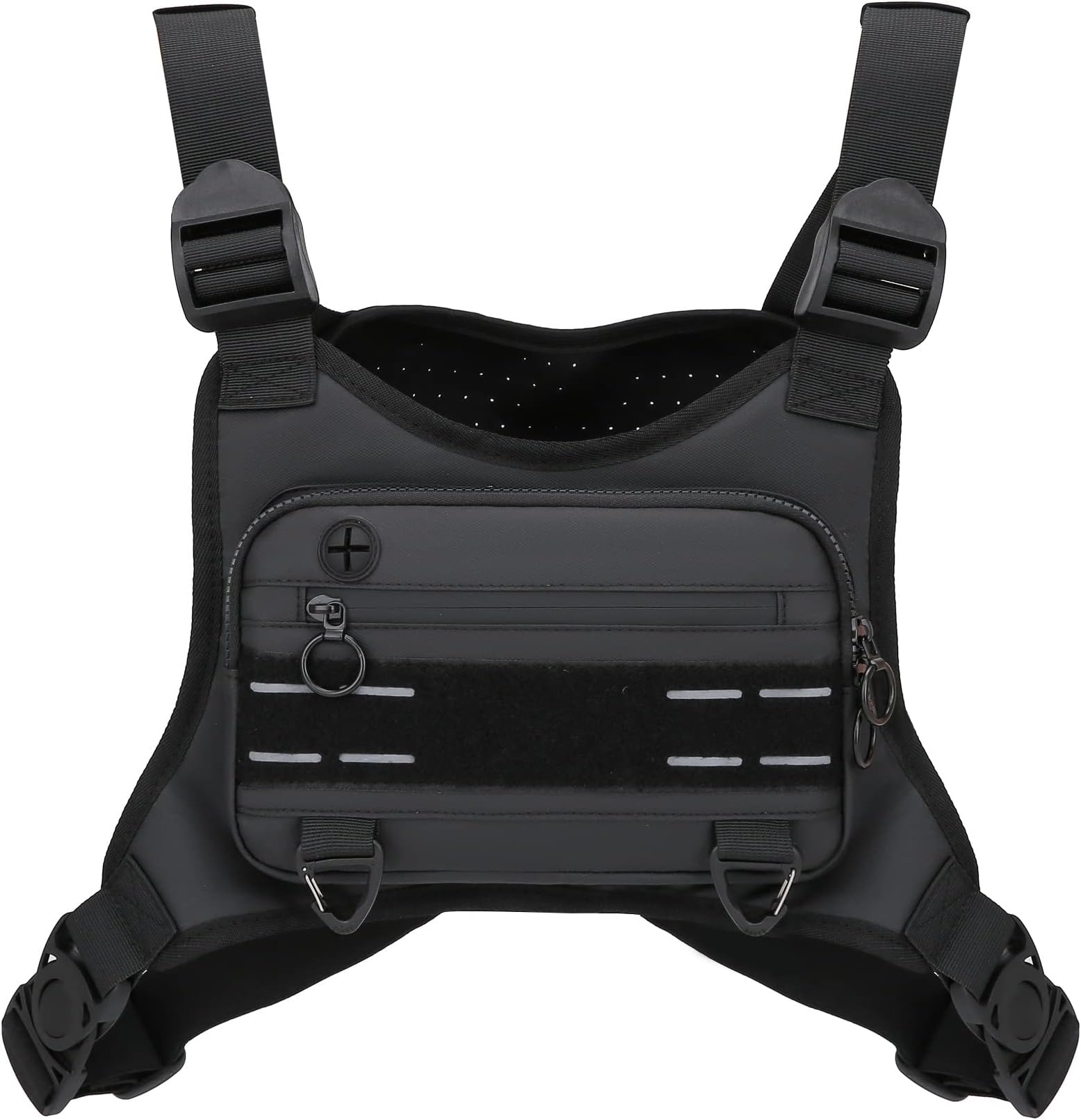 Sports Chest Bag For Men Women, Water Resistant Lightweight Front Chest Pack, Running Vest Bag With Built-In Phone Holder & Extra Storage For Workouts, Running, Cycling