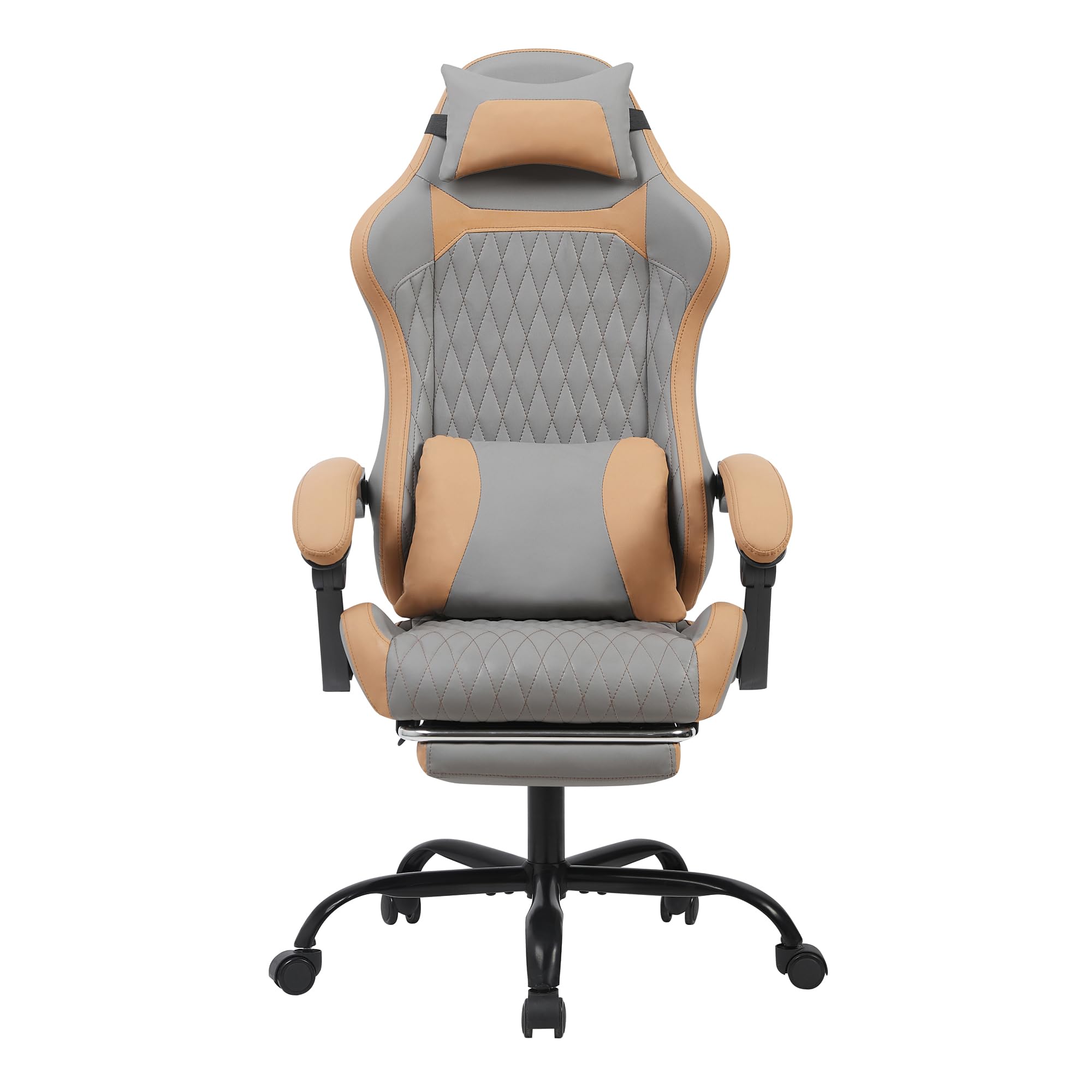 Silla de gaming ergonómica con soporte lumbar, cojín cervical y reposapiés, silla giratoria de altura ajustable con respaldo reclinable para oficina en casa, oficina y transmisión en vivo