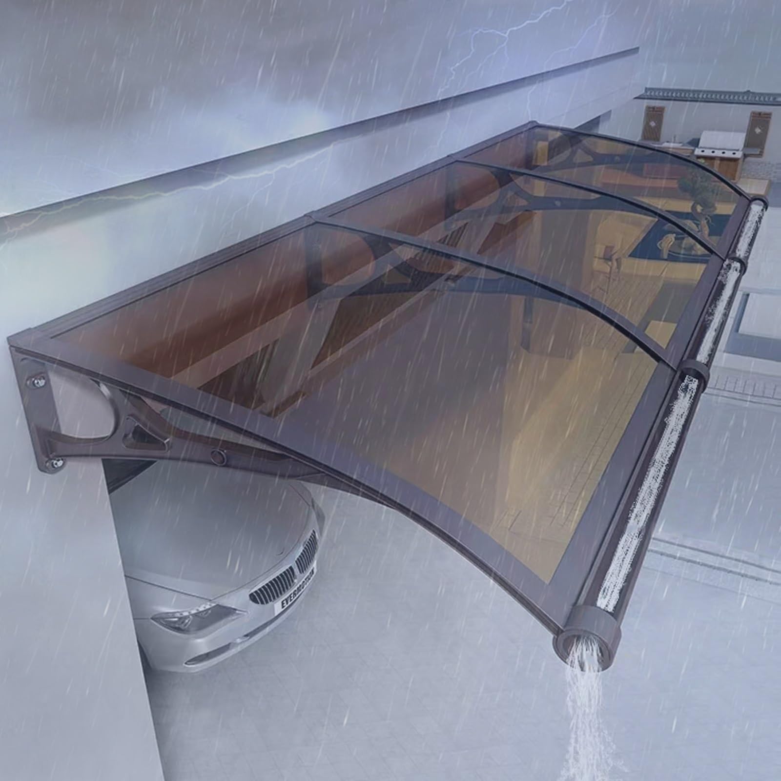 Toit en polycarbonate pour auvents de terrasse et stores extérieurs de porte