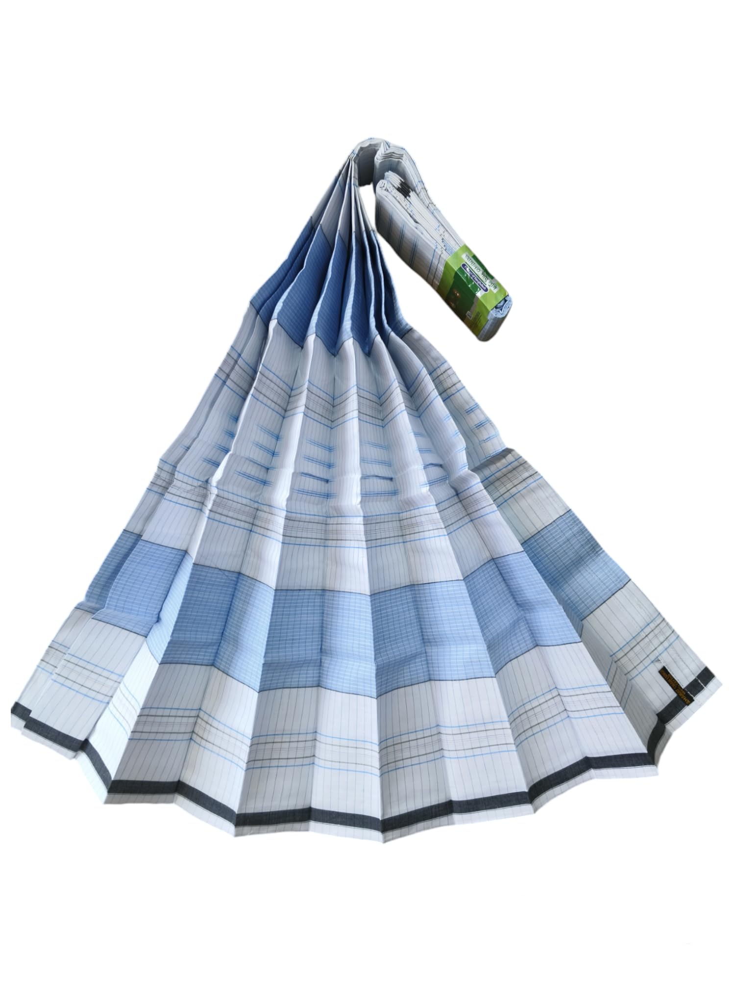 Bangladeshi Lungi for Men by Amanat Shah - Pure Cotton White and Light Blue Multicolour Check Design, Perfect for Everyday Wear, Comfortable and Stylish (Design 6)-picture-15