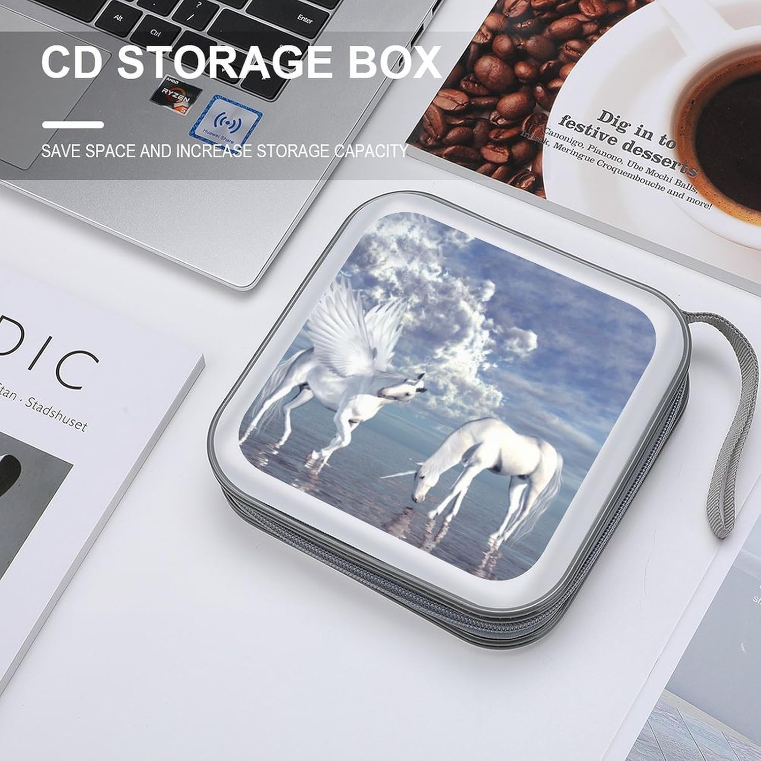Un-icorns And Pegasus CD Cases DVD Holder Storage Box Plastic Protection Case for Car Home Office Travel image 4