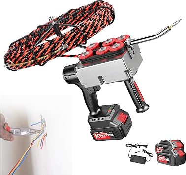 Cordless Electric Wire Puller, Electrician Wire Threading Machine, Automatic Wire Drawing Machine, 40m/Min Cable pulling machine Tool for Pipe Decoration Communication Cable 2Battery-37500mah
